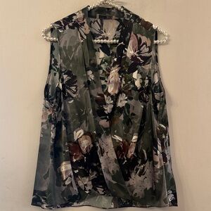 GO BY GO SILK Medium Olive Floral Camisole